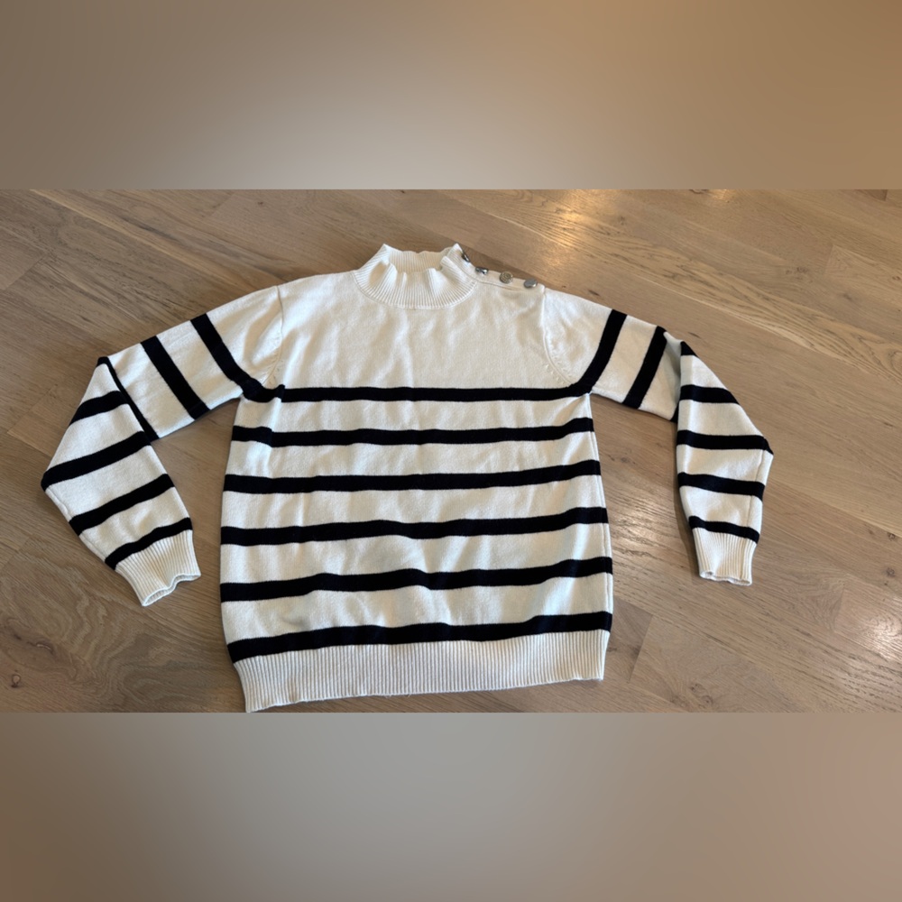Kirundo mock neck black cream striped sweater size small